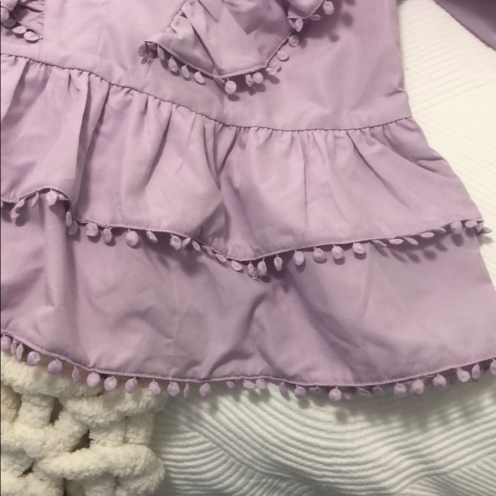 SHEIN LIGHT PURPLE RUFFLE TOP - Picture 5 of 6